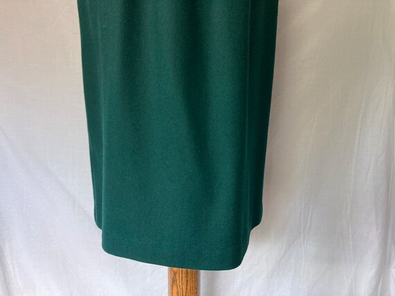 Vintage 70's 80's Green Wool A-Line Midi Skirt by… - image 5