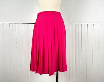 Vintage 80's 90's Pink Pleated Rayon Silk Skirt by Jacques de Ferat – 25" Waist