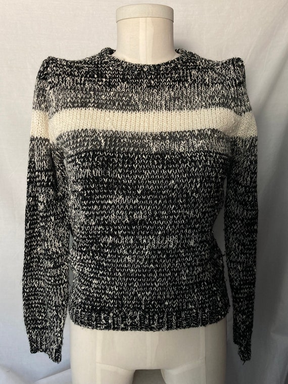 Vintage 80's Black and White Women's Knit Acrylic… - image 1