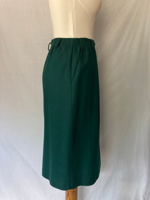 Vintage 70's 80's Green Wool A-Line Midi Skirt by… - image 3