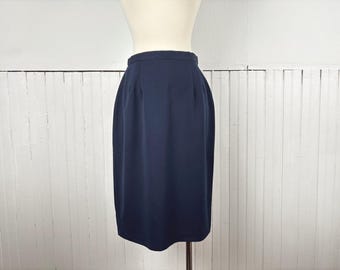 Vintage 80's 90's Blue Wool Pencil Skirt by Michele Petite - 27" Waist