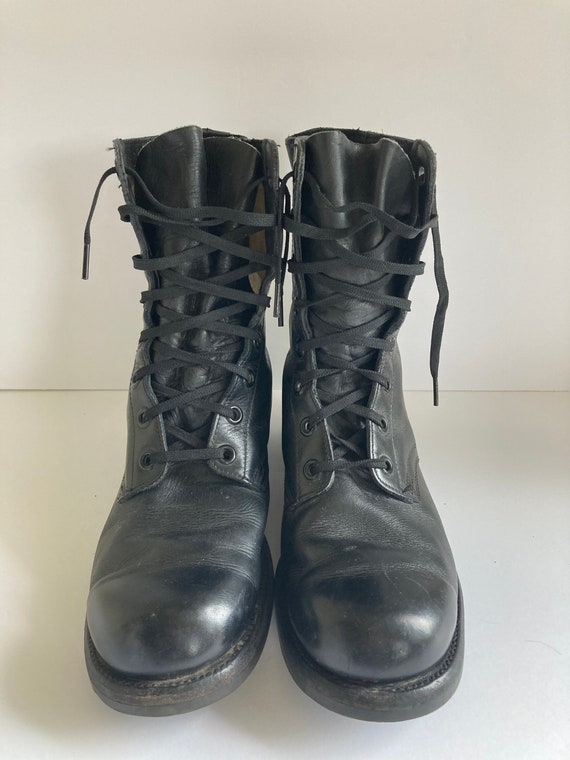 Vintage 1965 Biltrite Black Leather Military Boots Si… - Gem