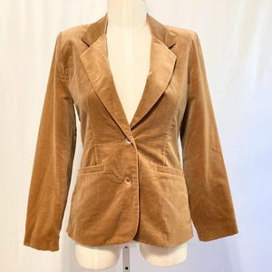 Vintage 70&#39;s 80&#39;s Women&#39;s Brown Velvet Cotton Blazer by Campus Casuals- Small