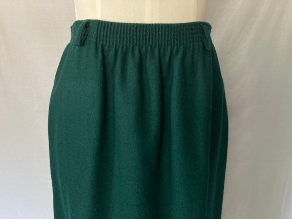 Vintage 70's 80's Green Wool A-Line Midi Skirt by… - image 4