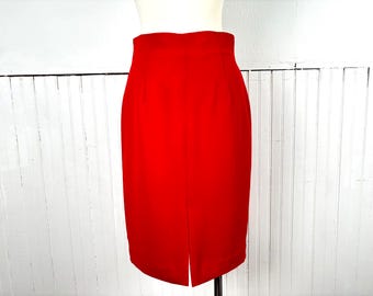 Vintage 90's Red High Waisted Pencil Skirt by Jones Wear - Small