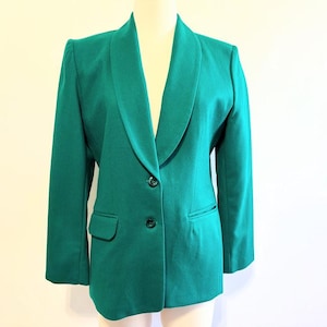 Vintage 80&#39;s 90&#39;s Women&#39;s Green Wool Blazer by Modiano Petite - Small