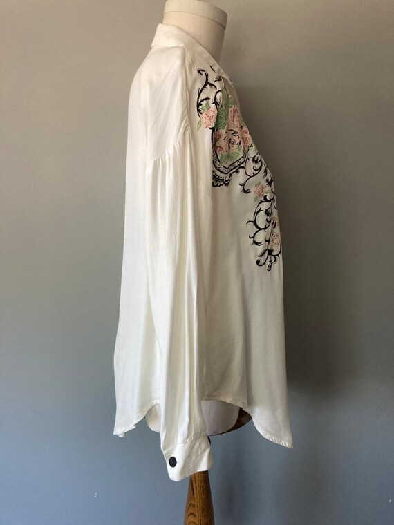 Vintage 80's 90's Women's White Long-Sleeve Butto… - image 3