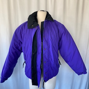 Vintage Skor 80's 90's Women's Purple & Black Ski Jacket - Medium