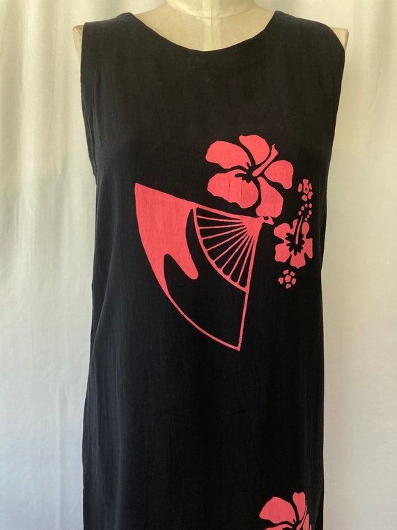 Vintage 80's 00's Women's Black and Pink Hawaiian… - image 4