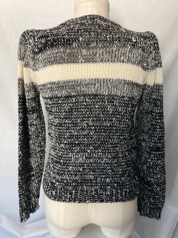 Vintage 80's Black and White Women's Knit Acrylic… - image 2