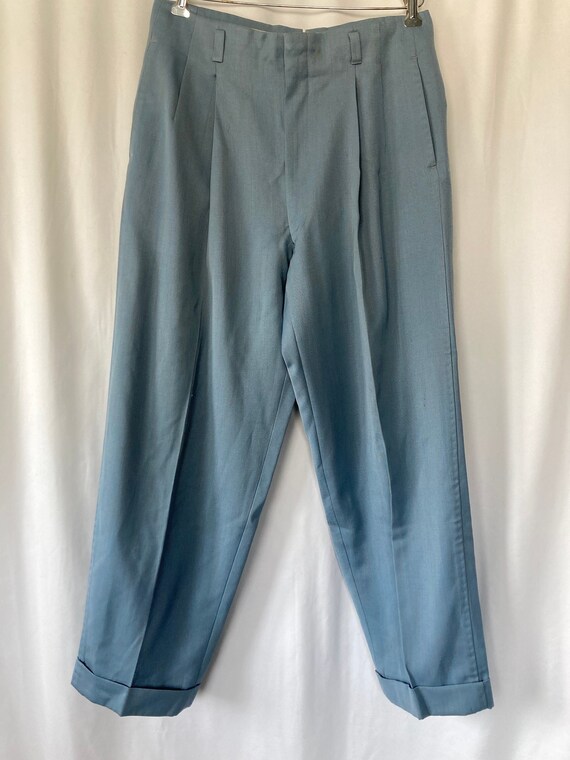 Vintage 40's 50's Men's Blue High Waisted Wool Dre