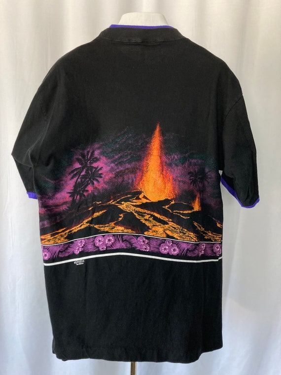 Vintage 90's Hawaii Volcano Wraparound Cotton Purple and Orange T