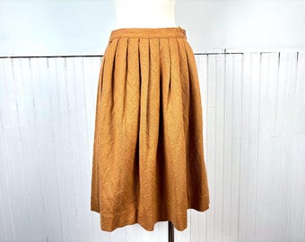 Vintage 50's 60's Brown Pleated Circle Skirt by Koret of California - 26" Waist