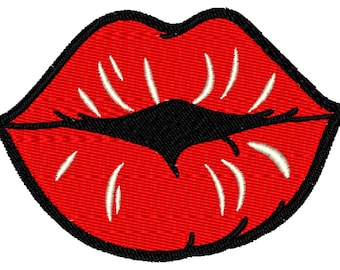 Kissing Lips Digital Embroidery Design
