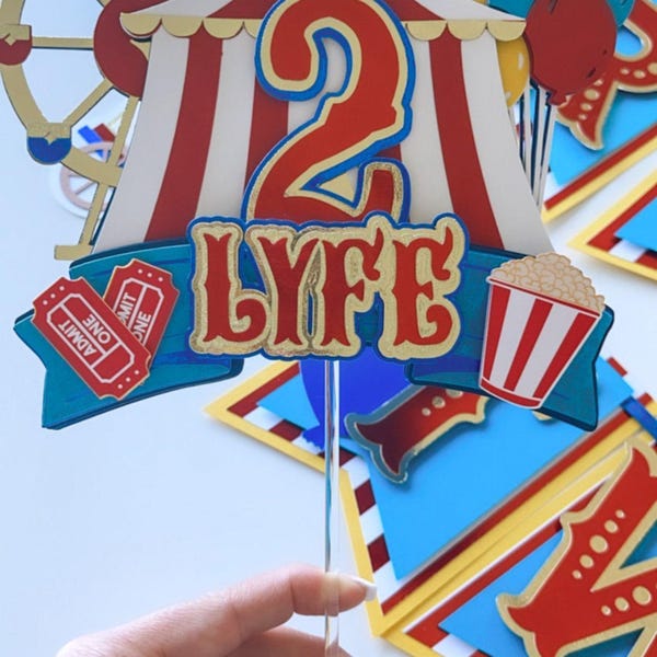 Circus Cake Topper: Carnival Birthday Party Decoration