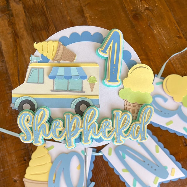 Boy Ice Cream Cake Topper - Ice Cream Birthday Cake Topper - Ice Cream Party