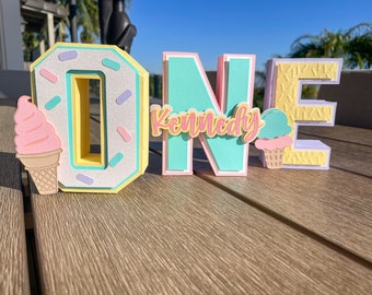 3D Ice Cream Letters - Cardstock 3D Letters - Ice Cream Birthday - Ice Cream Party - Cardstock Letters