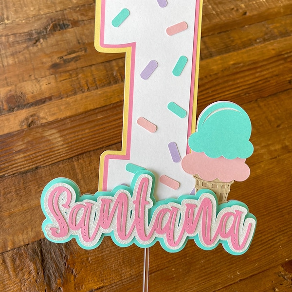 Ice Cream Cake Topper/ Number Cake Topper/ Ice Cream Smash Cake Topper