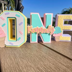3D Ice Cream Letters - Cardstock 3D Letters - Ice Cream Birthday - Ice Cream Party - Cardstock Letters