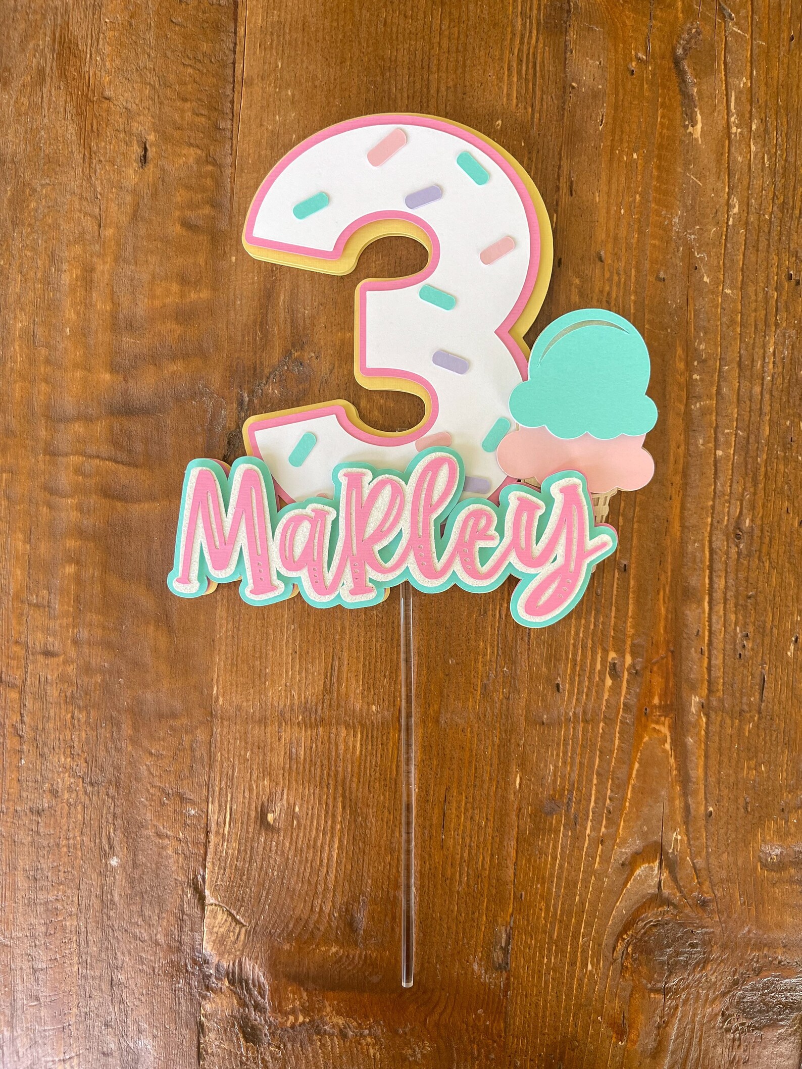 Ice Cream Cake Topper/ 1 Cake Topper/ Ice Cream Smash Cake Etsy
