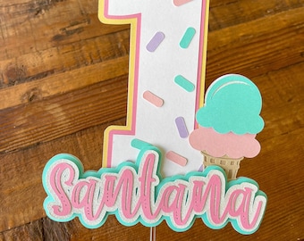 Ice Cream Cake Topper: Custom Birthday Party Decor