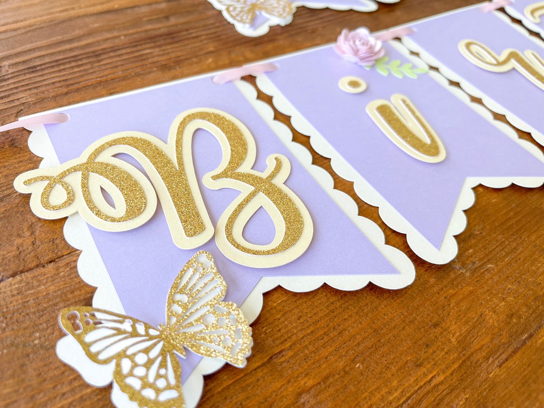 Butterfly Banner Butterfly Birthday Purple Butterfly Butterfly Decor ...