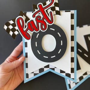 Handcrafted Fast One Highchair Banner: Race Car Theme