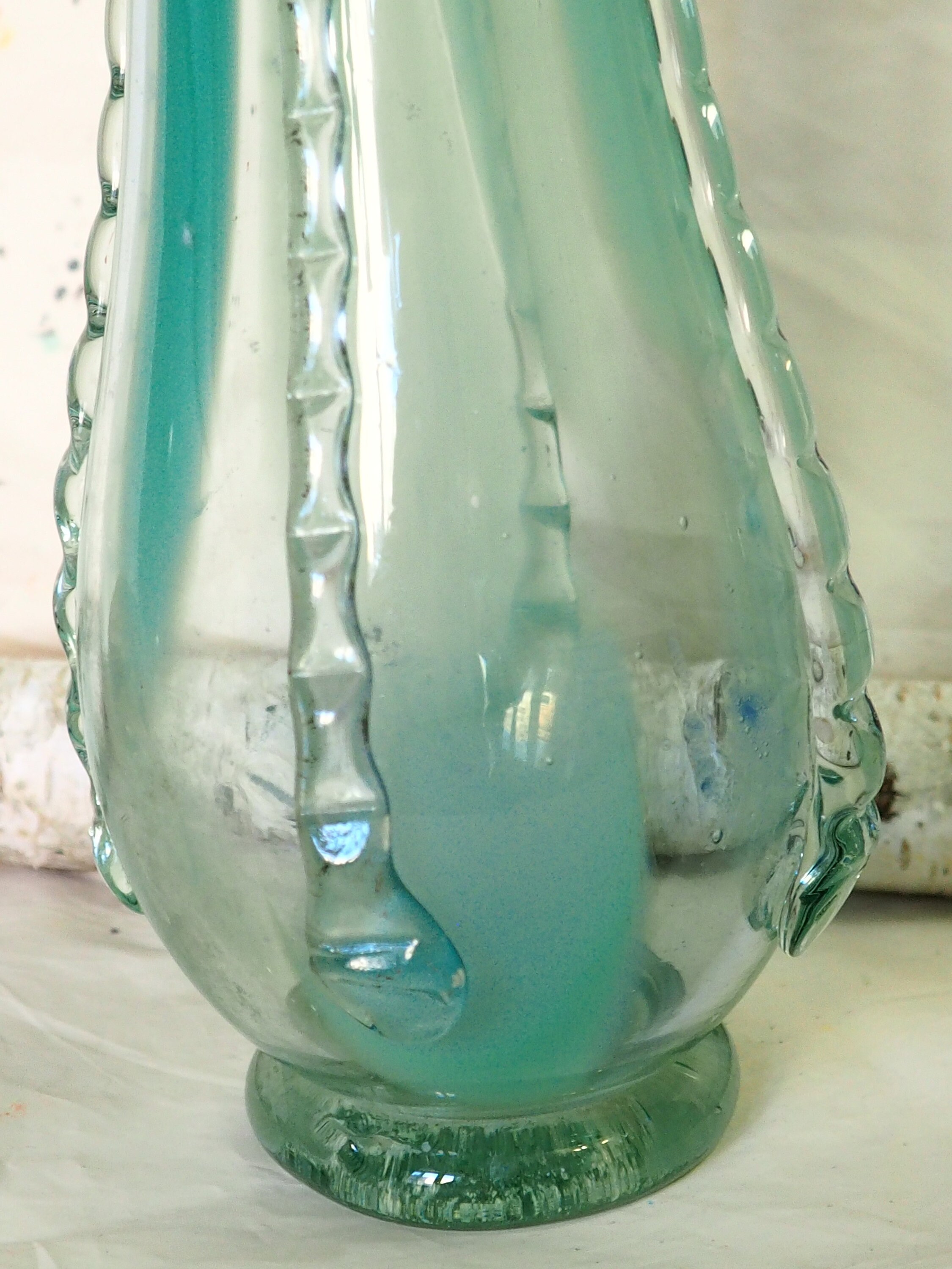 Vintage Vase Murano Style/Blue Glass/Colorful Opal Etsy