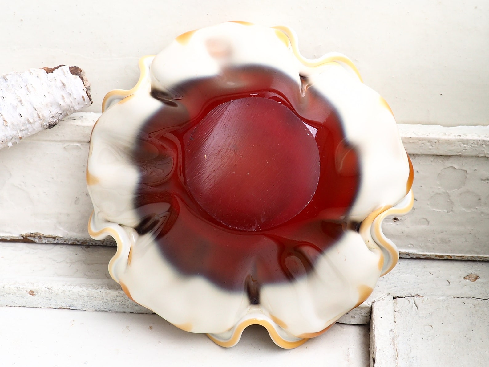 Large Ashtray Vintage Murano Crystal Glass/orange Etsy