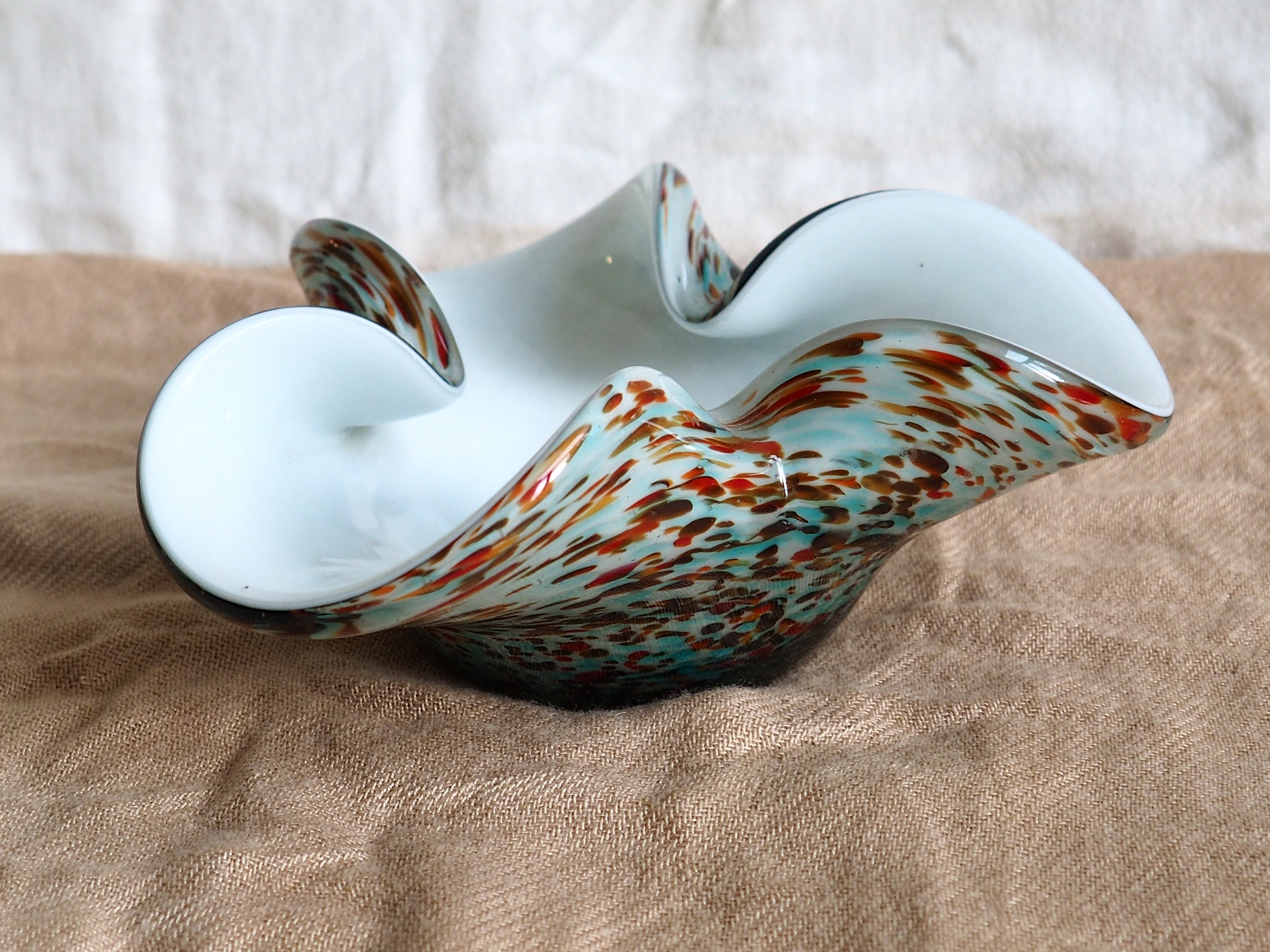 Ashtray Vintage Murano Crystal Glass/Orange Azur/Decoration Etsy