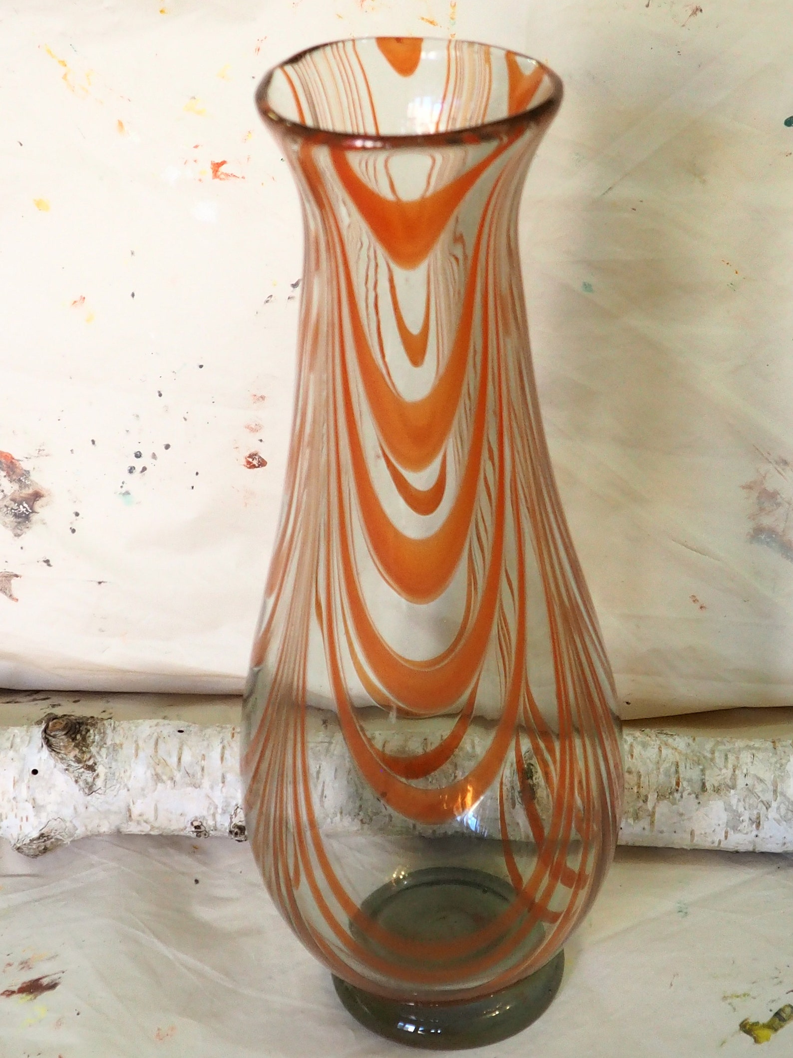Vintage Vase Murano/Rare Glass/Iridescent Orange Etsy