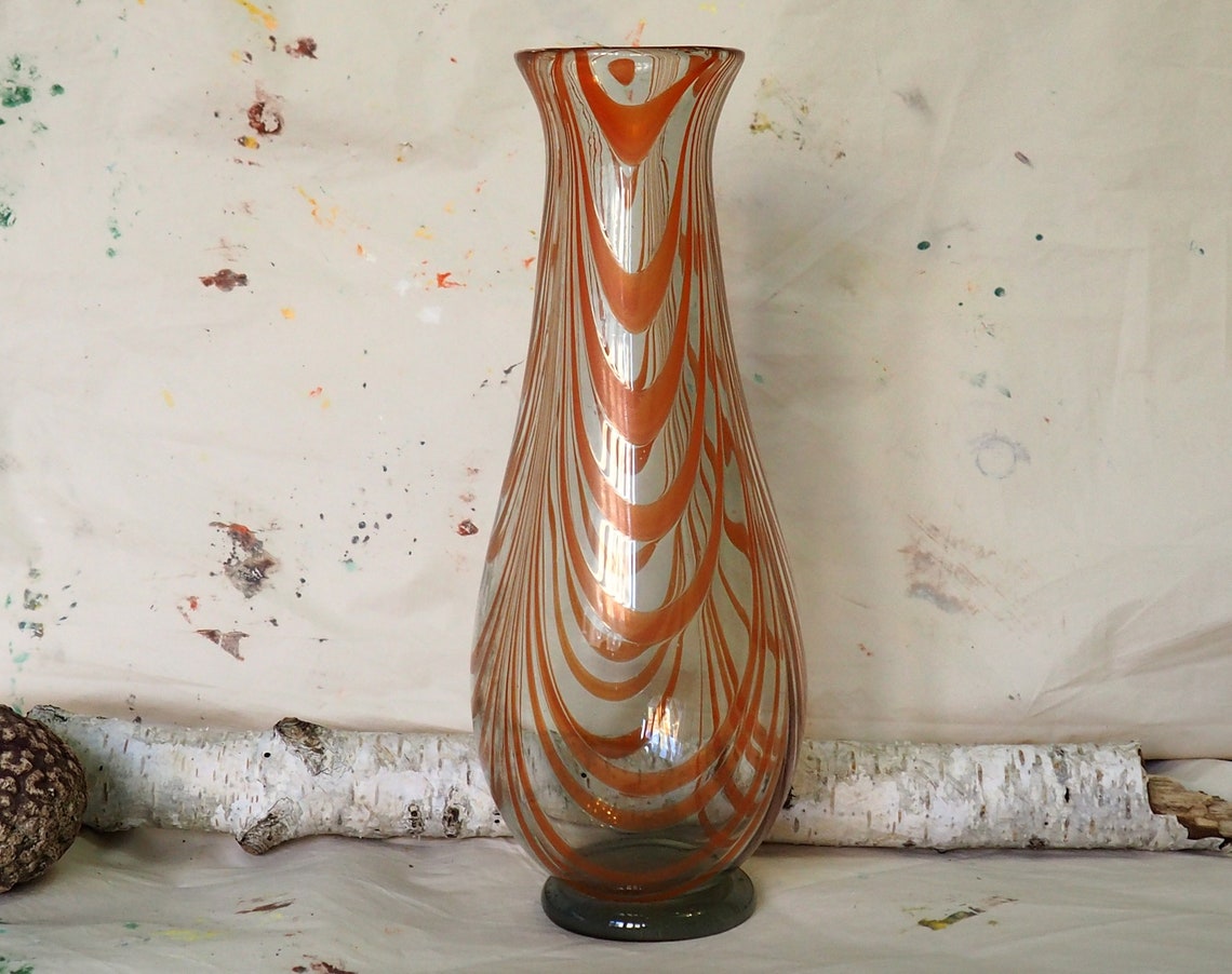 Vintage Vase Murano/Rare Glass/Iridescent Orange Etsy
