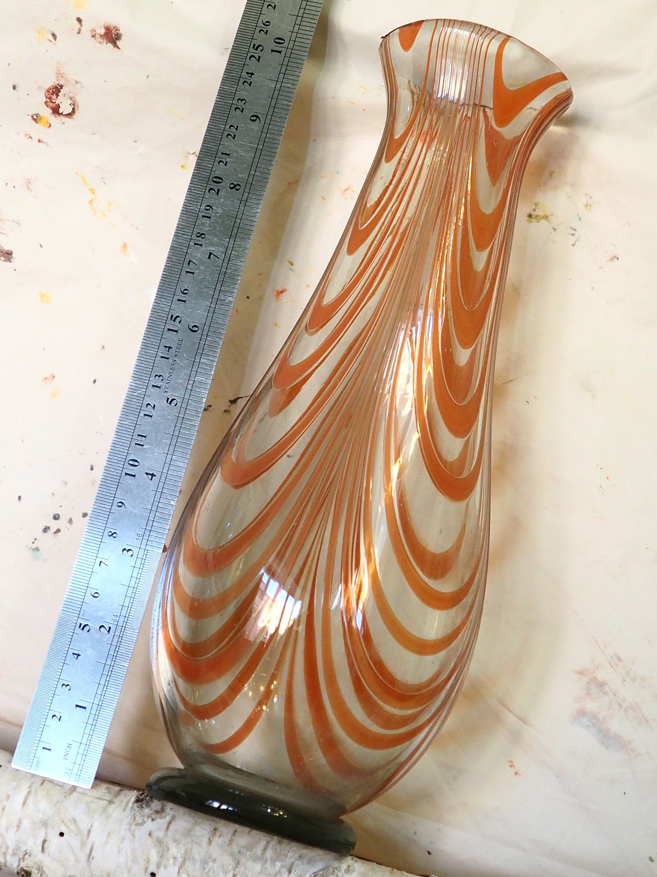 Vintage Vase Murano/Rare Glass/Iridescent Orange Etsy