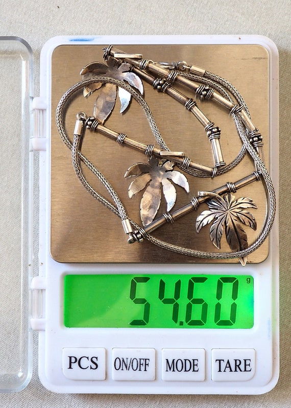 Large 54,6 gr Sterling Silver Vintage Chain Neckl… - image 2