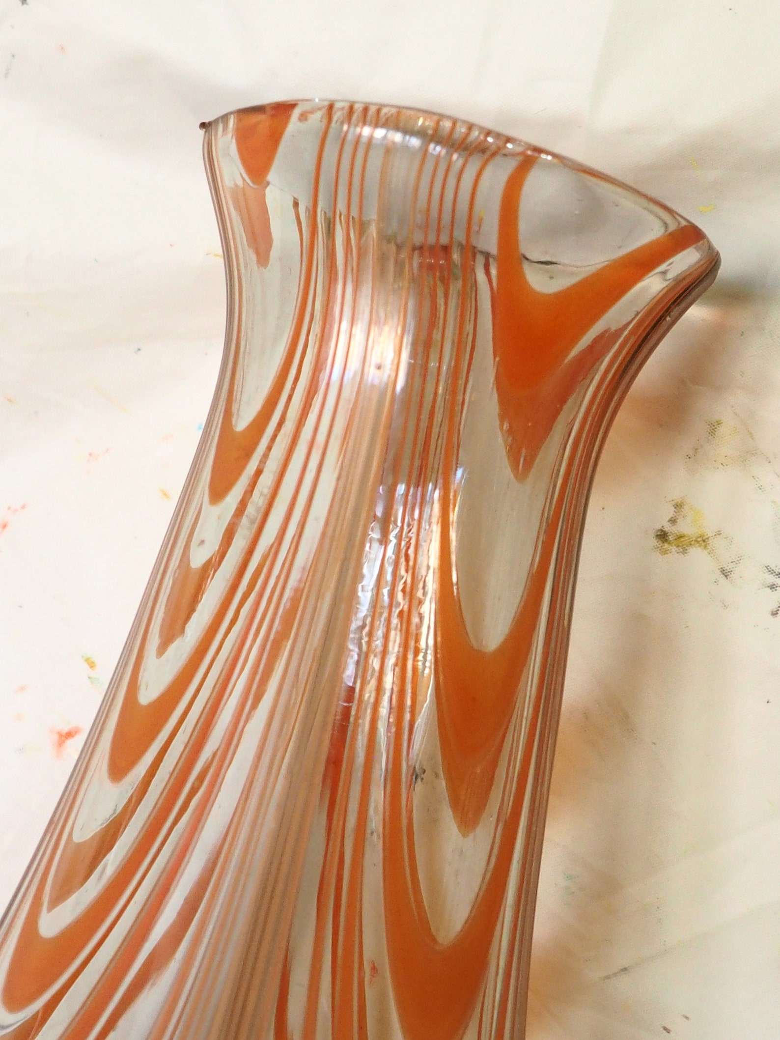 Vintage Vase Murano/Rare Glass/Iridescent Orange Etsy
