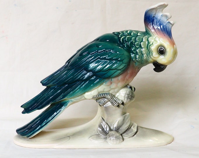 Large 28 Cm Hertwig Katzhutte/porcelain Parrot/vintage German Etsy