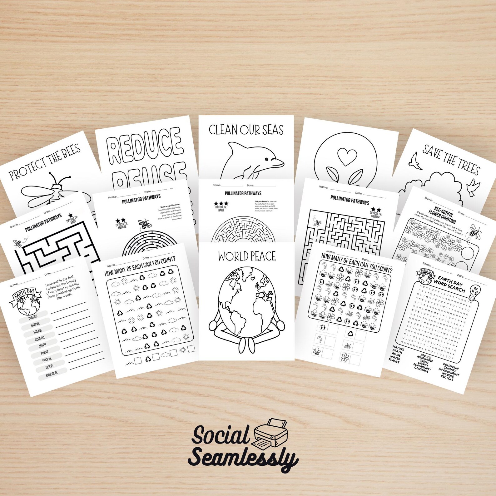 Printable Earth Day Kids Worksheets - Mazes, Word Searches, Coloring ...