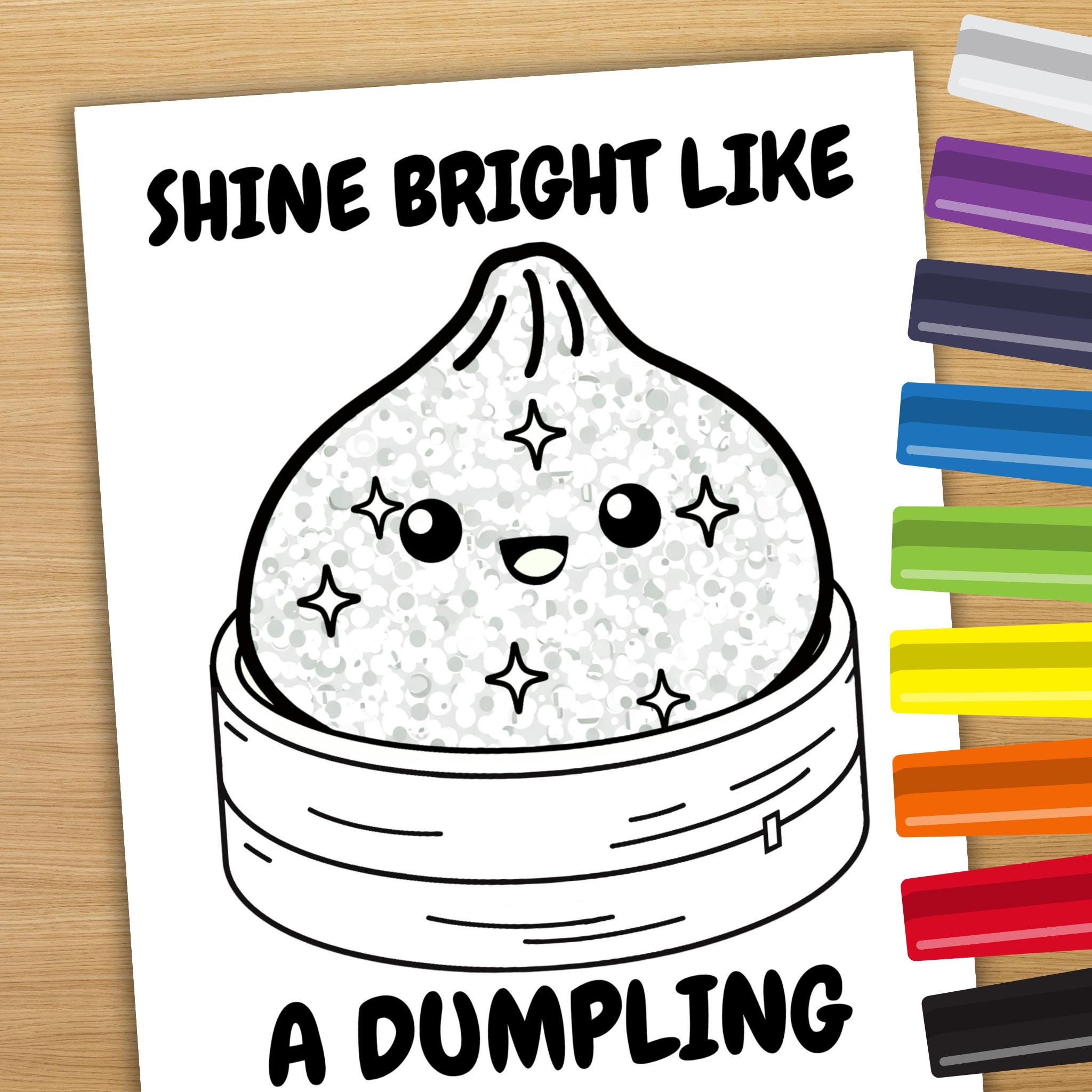Glitter Dumpling Coloring Sheets - 10 Printable Dumpling Squishy Themed