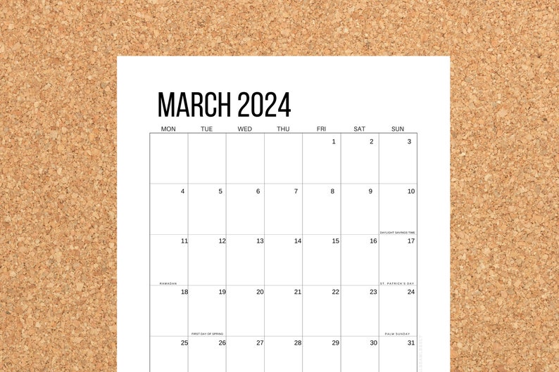 2024 Calendar With Holidays 2024 Holiday Calendar 2024 Etsy Australia