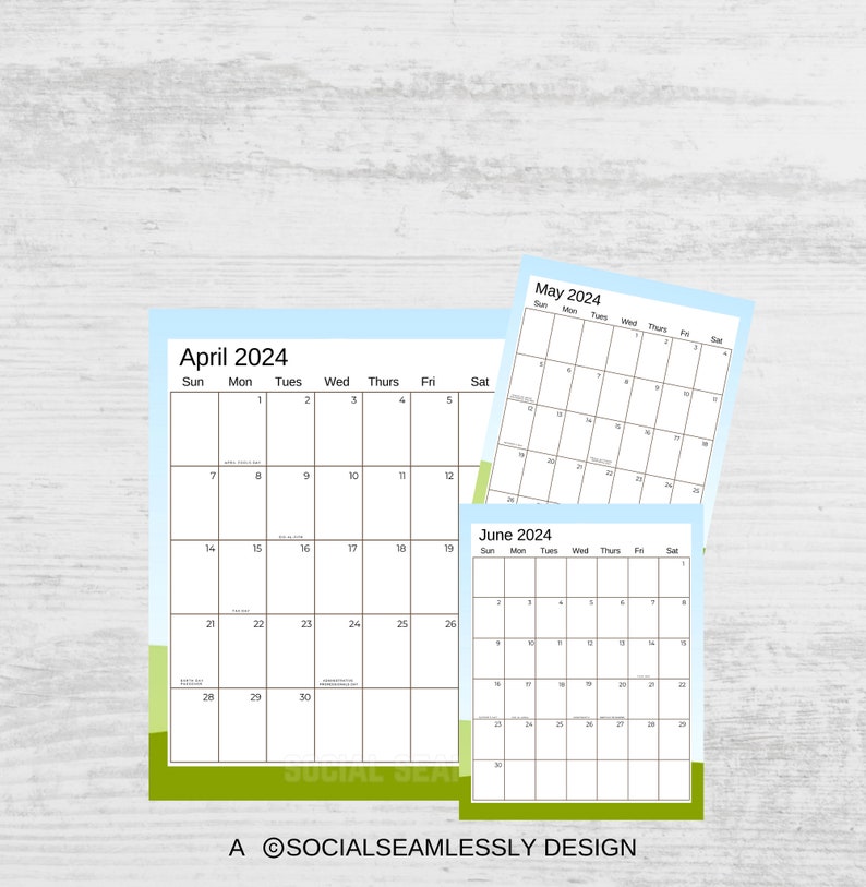 Editable 2024 Calendar Canva Template Customizable Full Page Etsy