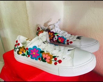 ladies embroidered trainers