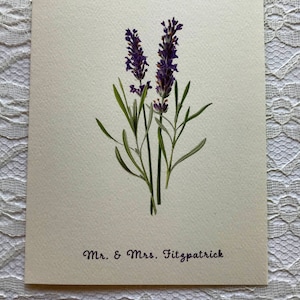 Gepersonaliseerde Vintage lavendel botanische lege gevouwen Opmerking Card, wenskaart set