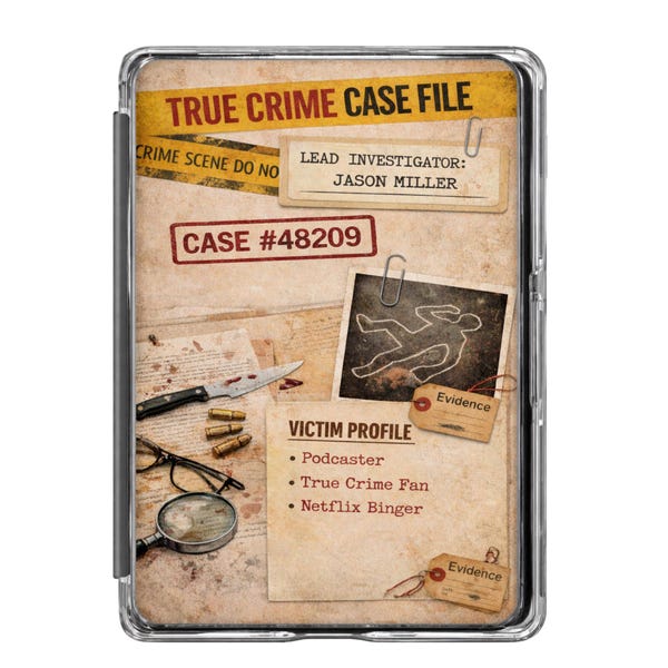 Personalized True Crime Kindle Insert, Case File Bookish Clear Case Decor, Mystery Thriller Fan Gift, Custom Laminated Cardstock E-Reader