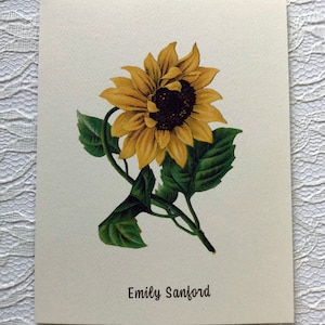 Conjunto personalizado de tarjetas de notas plegadas con el jardín botánico de girasol Tarjeta de agradecimiento ( Thank You Card) Tarjeta de felicitación en blanco