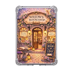 Fantasy Fairy Bookshop Kindle Insert for Clear Case Magical Reader Decor Book Lover Accessory