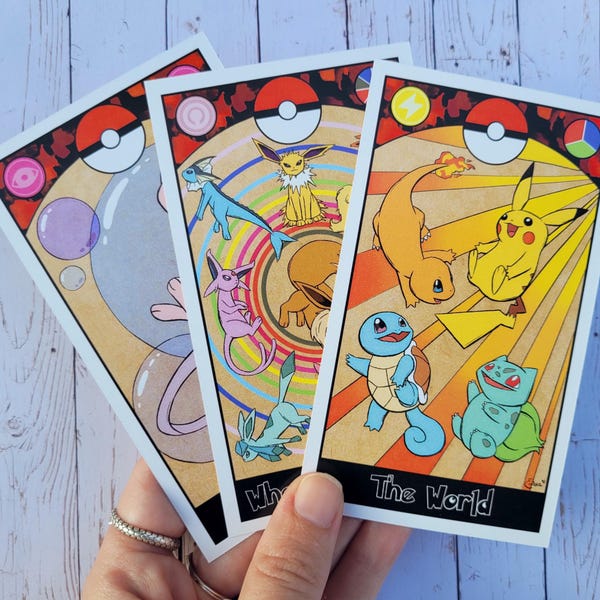 Pokémon Tarot Card Set, Major Arcana Tarot Deck, Unique Tarot Cards, Hand-Designed Tarot Set Of 22 Created By Art By Ember