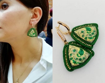 Soutache earrings - Gift for mom - Long earrings - Earrings handmade - Stud earrings