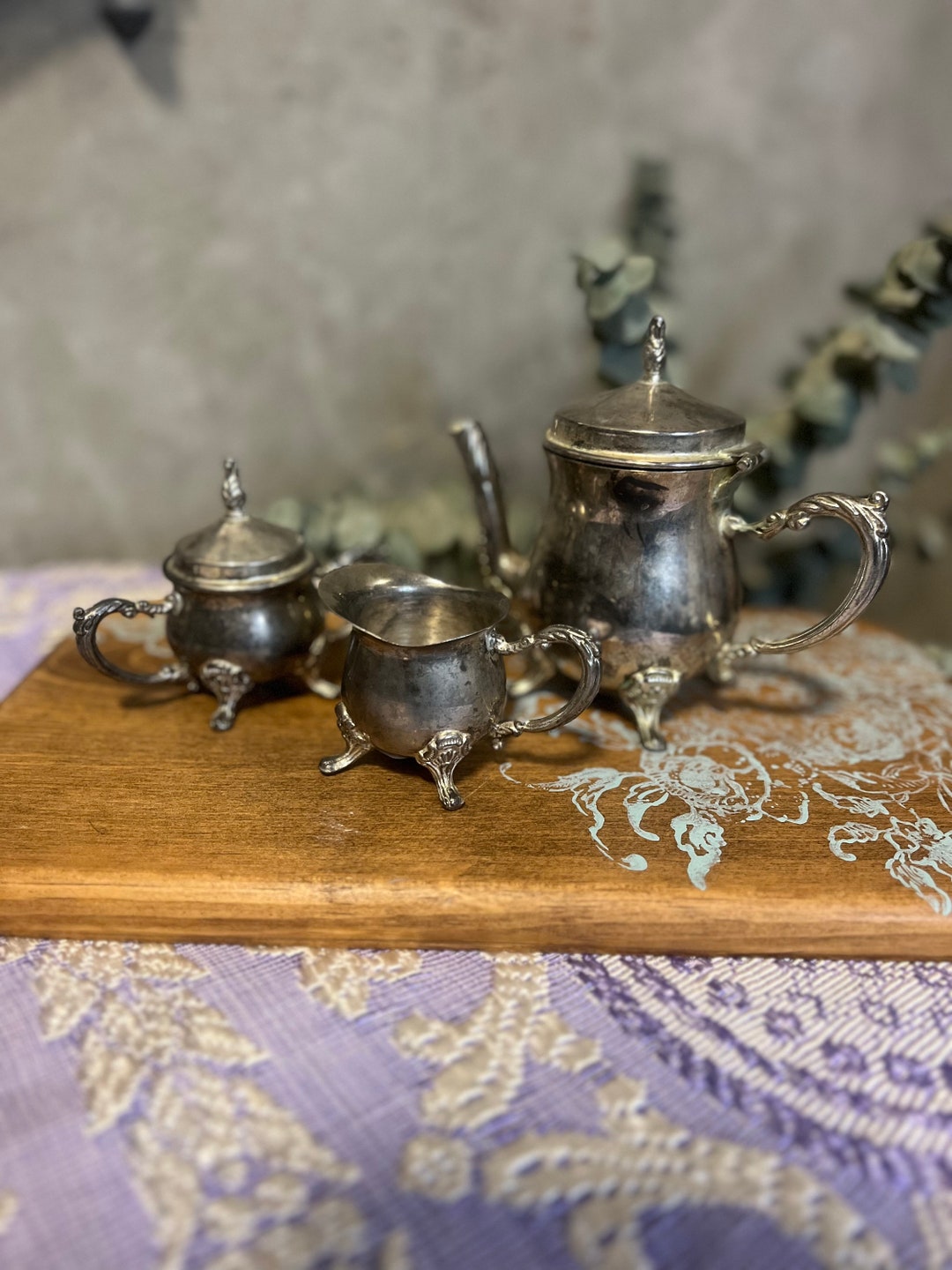 Mini Tarnished Silver Tea Set Etsy