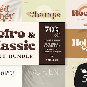 Retro & Classic Font Bundle, Cricut Font, Retro Font, Vintage Font, Commercial Font, Font Logo, Procreate Font, Instan Download Font