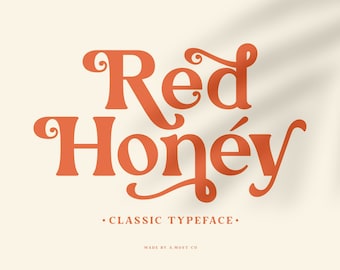 Tipo de letra de miel roja, fuente orgánica, fuente retro, fuente vintage, fuente moderna, logotipo de fuente, fuente streetwear, fuente de descarga instan
